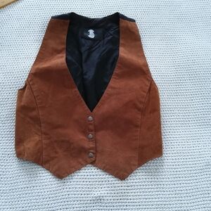 Unisex Suede Western Style Vest with Black Interior